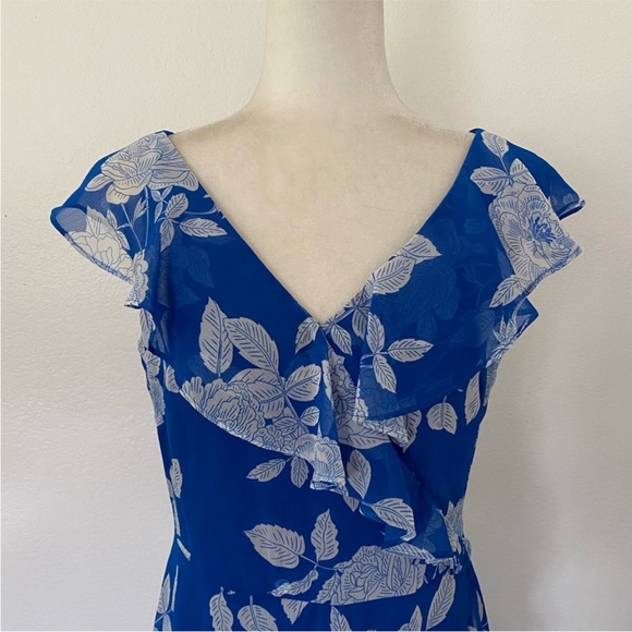 London Times Flutter Cap Sleeve V-Neck Hi-Low Floral Midi Dress✨ - Picture 3 of 9